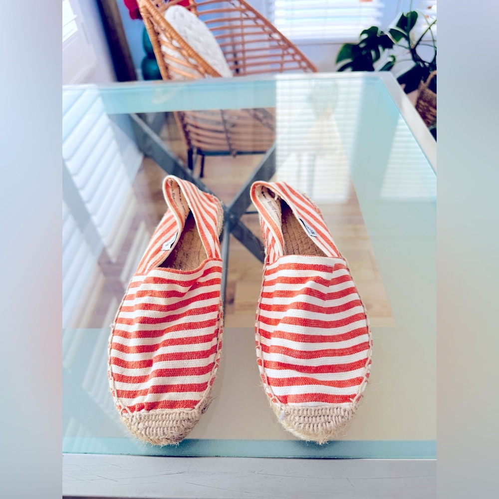 Soludos Classic White Orange Stripe Espadrilles 39